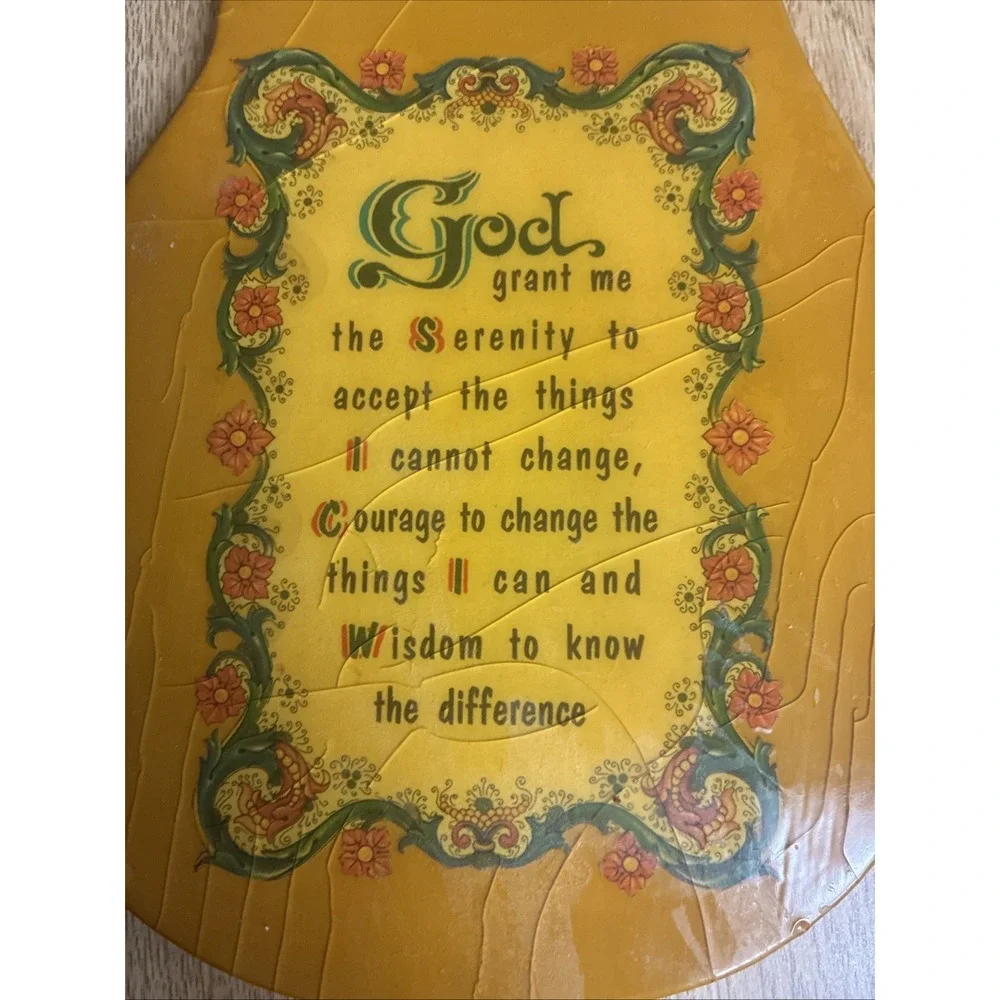 Vintage Pear Art Hanging Wood Resin Serenity Prayer Handmade Eileen Anes *flaw